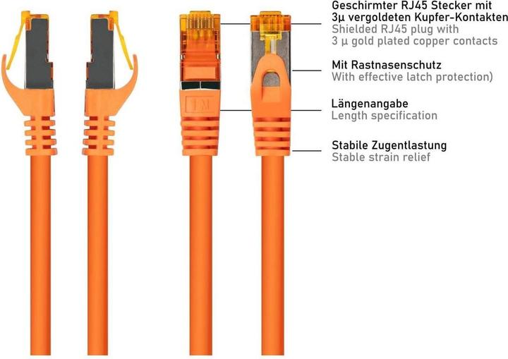 Produktbild Varia Cat.7 Patchkabel RJ45, TPE, S/FTP, 20m, orange, halogenfrei (S/FTP, 20 m)