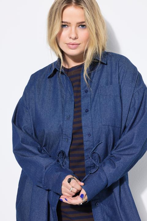 Image du produit Studio Untold Chemisier oversize effet denim à manches longues pouvant être froncées (42, 44)