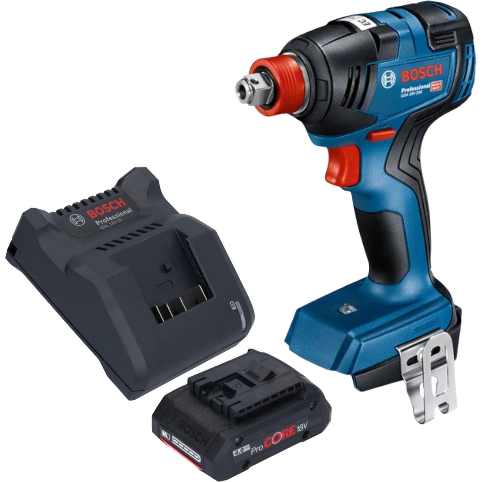 Bosch Professional, Bohrmaschine + Akkuschrauber, Bosch GDX 18V-200 Professional Akku Drehschlagschrauber 18 V 200 Nm Br...