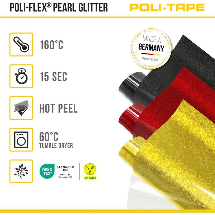 Produktbild Poli-tape Aufbügelfolie Pearl Glitter, 30.5 x 61 cm, Weiss