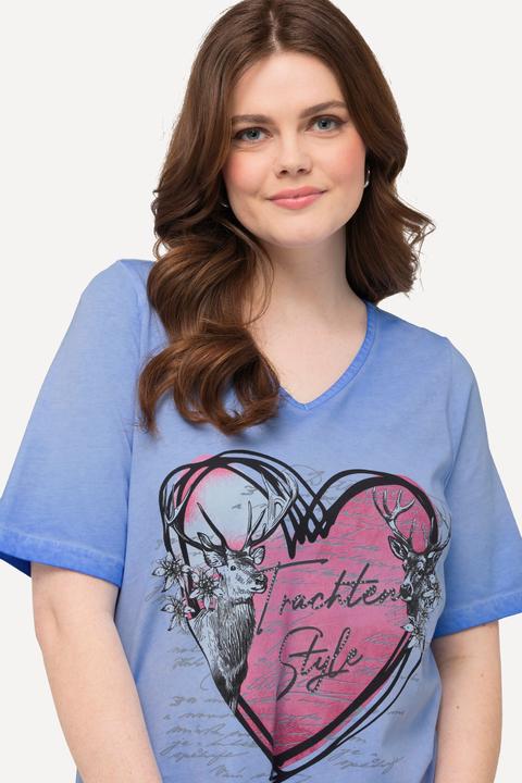 Produktbild Ulla Popken T-Shirt, Trachtenherz, Classic, V-Ausschnitt, Halbarm (46, 48)