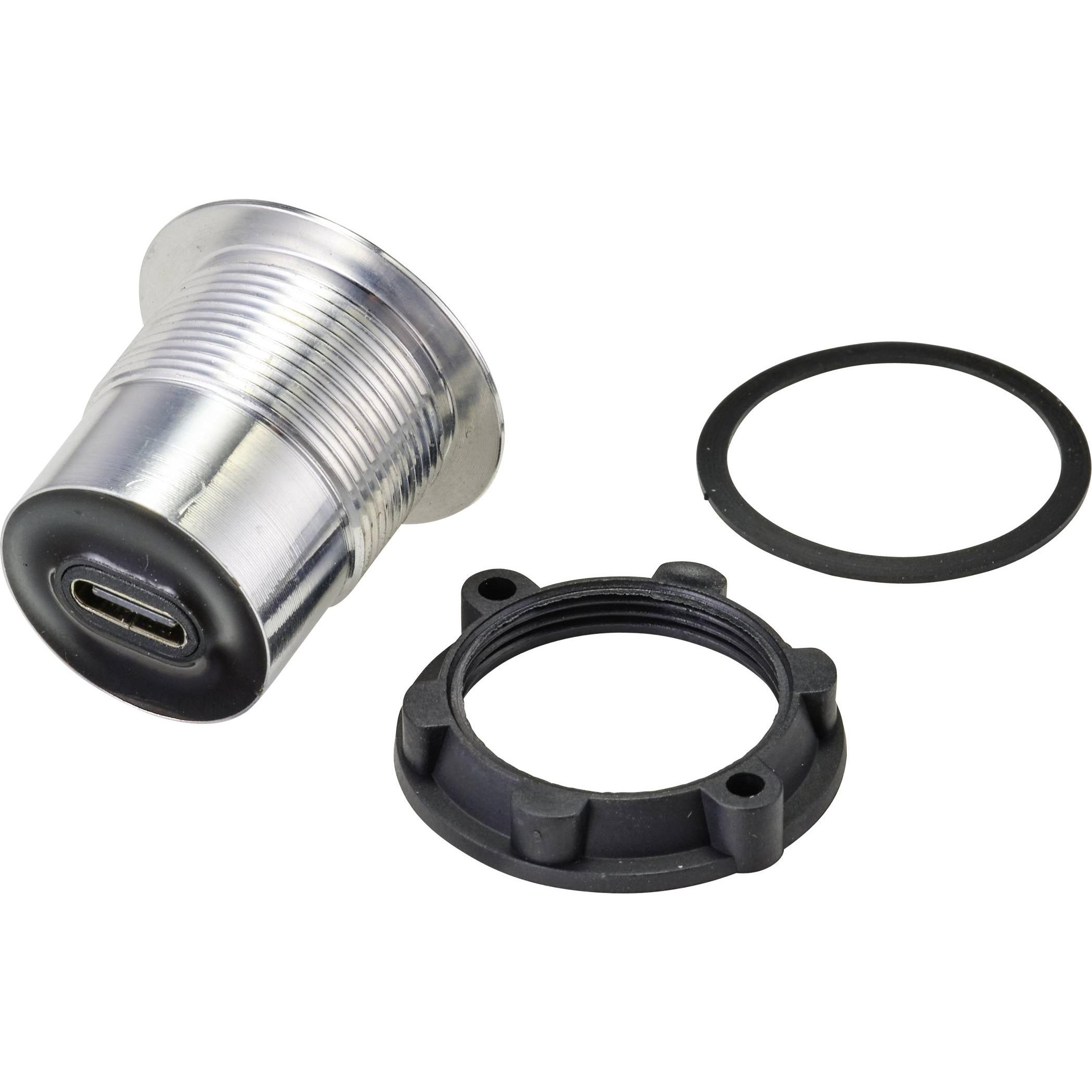 Tru Components Presa USB integrata 3.1, Cavo + Spina elettrica, Argento