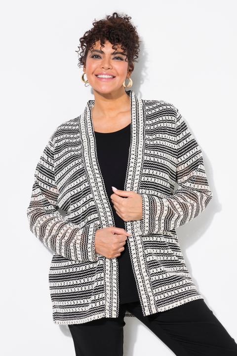 Produktbild Ulla Popken Strickjacke, Strick-Streifen, offene Jacke, Langarm (42, 44)