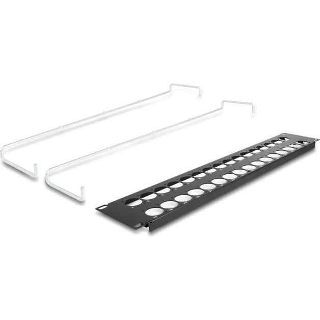 Delock 19? D-Typ Patchpanel mit Entlastungsschienen 32 Port 2 HE schwarz, Server Zubehör, Schwarz
