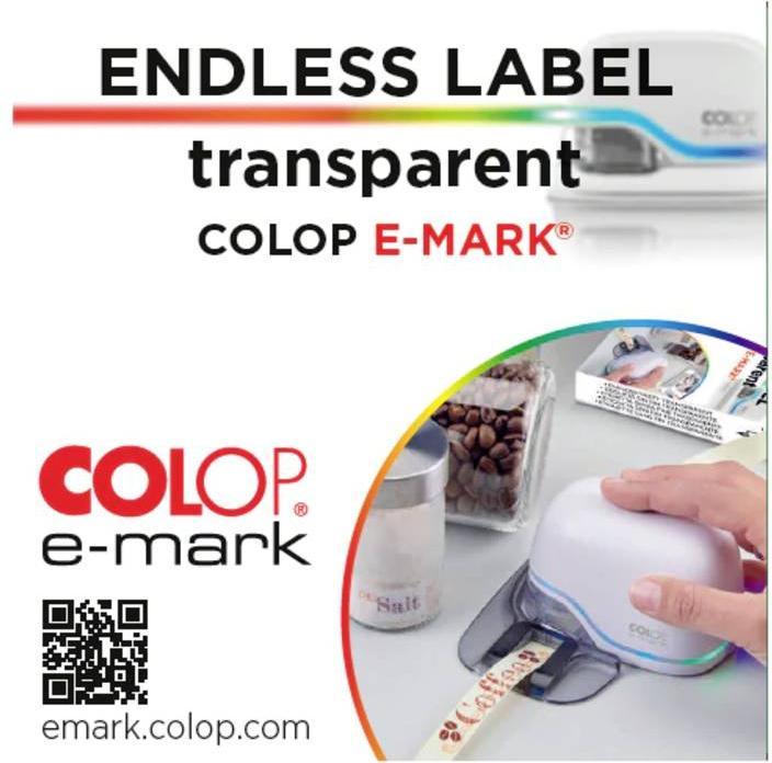 Image du produit Colop Ruban papier e-mark, transparent, 1 rouleau (1.40 cm, Transparent)