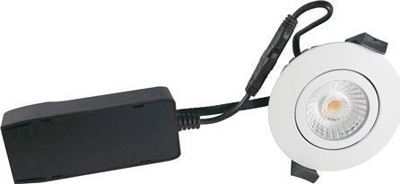 Immagine prodotto Nordtronic LED ECO a basso profilo 6W 220-240V 440 lumen 3000K CRI>90 kipvinkel 36° IP54, Mat Hvid, Rotondo (440 lm)
