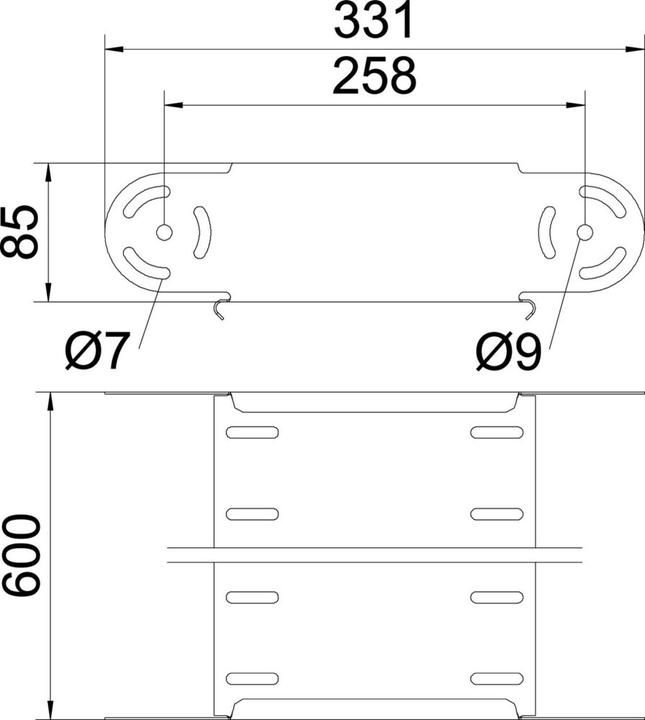 Produktbild OBO Bettermann OBO RGBEV 860 FT 85x600mm Gelenkbogen-Element vertikal (60 cm)