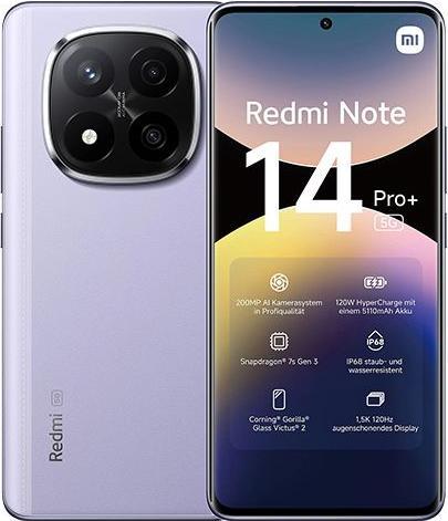 Image du produit Xiaomi Redmi Note 14 Pro+ (512 Go, Lavender Purple, 6.67", Double SIM, 5G)