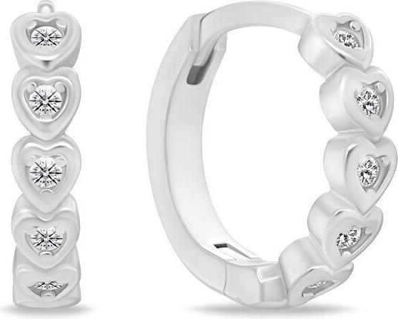 Produktbild Brilio Silver hoop earrings Hearts with zircons EA1257W (Silber)