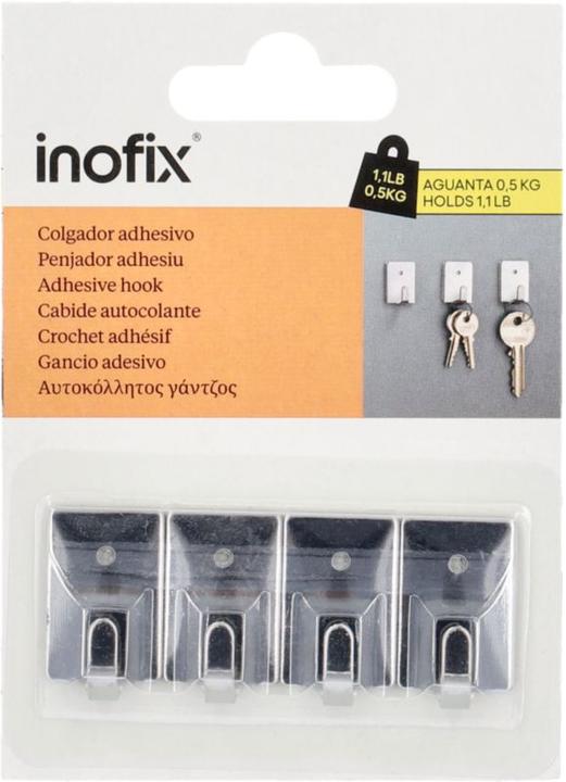 Immagine prodotto Inofix Ganci adesivi per chiavi, argento, 4 pezzi
