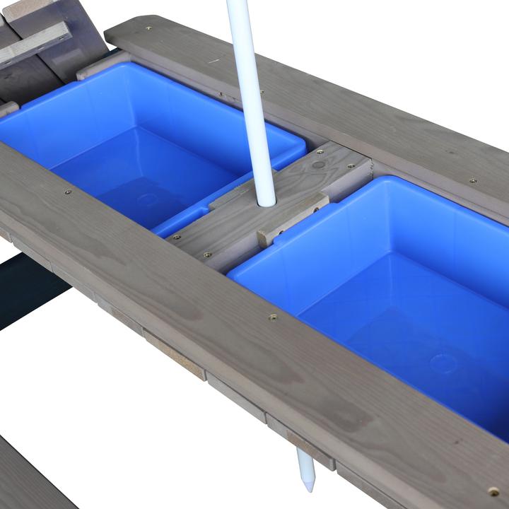 Actual product image Axi Nick Sand & Water Picnic Table Anthracite / Grey - Parasol Grey / Blue