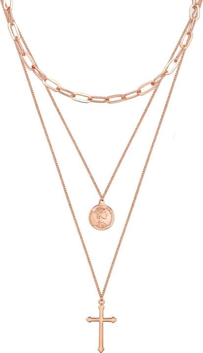 Image du produit Lulu & Jane Croix/pièce de monnaie pour dames alliage métallique or rose 50,0 cm de chaîne de base + 5,0 cm de (Alliage de métal 100%., 50 - 55 cm)