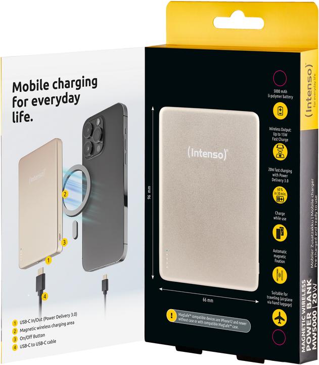 Actual product image Intenso Magn. Wireless Powerbank MW5000 5000 mAh Champagner (5000 mAh, 20 W, 19.25 Wh)