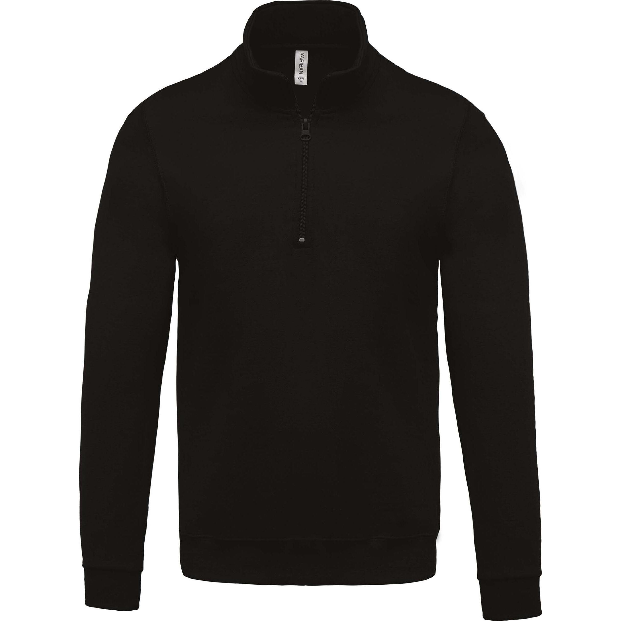 Kariban, Pullover, Col Zippé, Schwarz, (S)