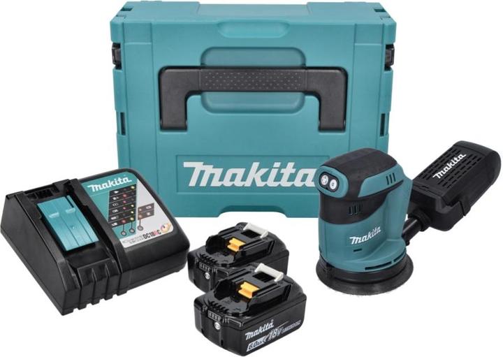 Produktbild Makita DBO 180 RGJ Akku Exzenterschleifer 18 V 125 mm + 2x Akku 6,0 Ah + Ladegerät + Makpac (Exzenterschleifer)