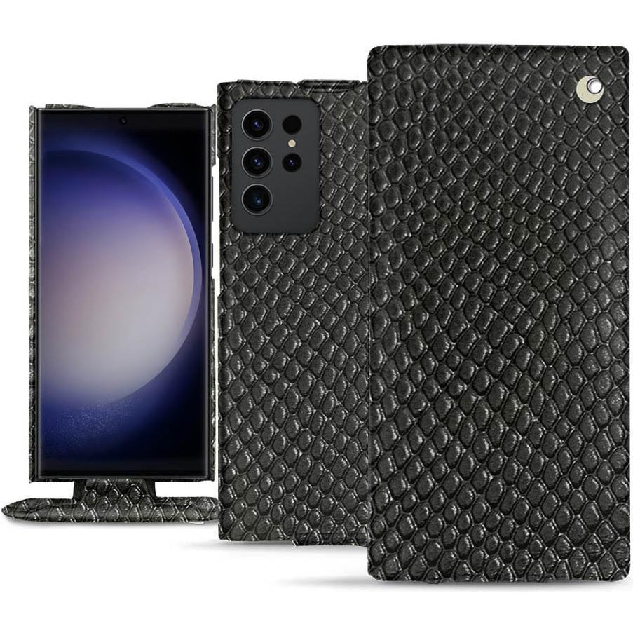 Noreve Lederschutzhülle vertikal (Samsung Galaxy S23 Ultra), Smartphone Hülle, Schwarz