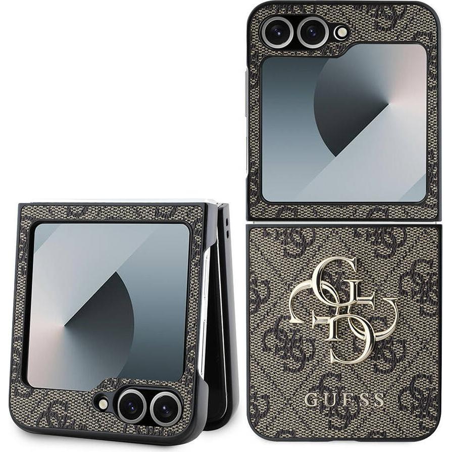 Guess GUHCZF64GMGBR Z Flip6 F741 brązowy/marrone Pelle 4G Logo Metallo (Samsung Galaxy Z Flip6, Samsung Galaxy Z Flip7 FE), Cover smartphone, Marrone