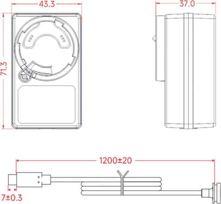 Actual product image WaveShare 27W USB-C PD Netzteil Schwarz für Raspberry Pi