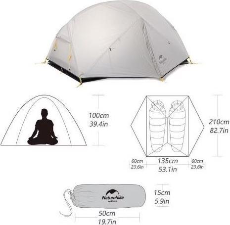 Image du produit Naturehike Namiot Mongar 2 210T NH17T007-M-Forest Green (Tente igloo, 2.40 kg, 2 personnes)