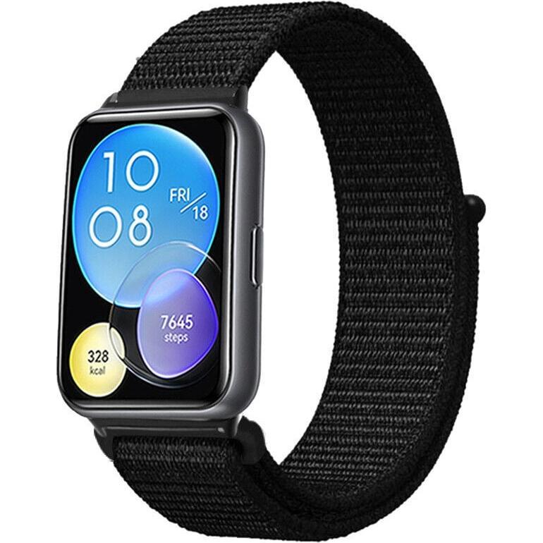 Strap-it Armband (Nylon, Huawei Watch Fit 2), Uhrenarmband, Schwarz