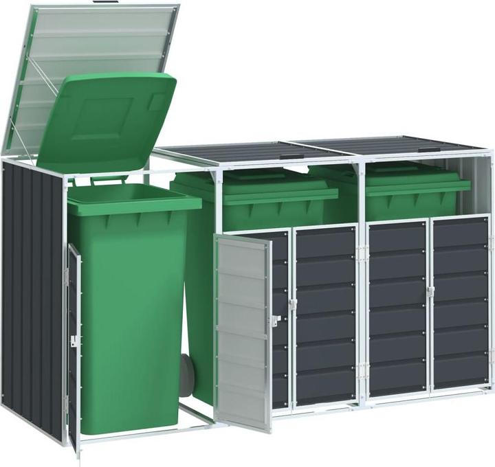 Image du produit vidaXL Abri à poubelles pour 3 tonnes Anthracite 216x81x115 cm Acier