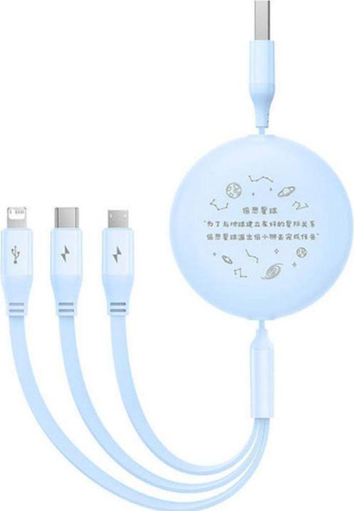Immagine prodotto Baseus Cavo USB Cavo di ricarica 3-in-1 da USB-C, USB-M, Lightning 3.5A, 1.1m (blu) (1.10 m, 100 W)