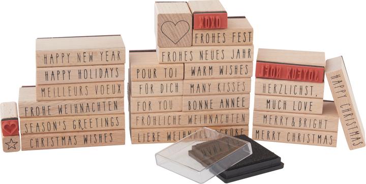 Immagine prodotto Rico Design Set di francobolli Buon Natale, Scrittura a mano FSC 100%, 26 francobolli