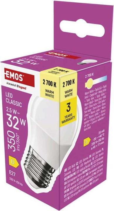 Produktbild Emos LED Lampe Classic Mini Globe / E27 / 2,5 W (32 W) / 350 lm / Warmweiss (E27, 350 lm, 1 x)