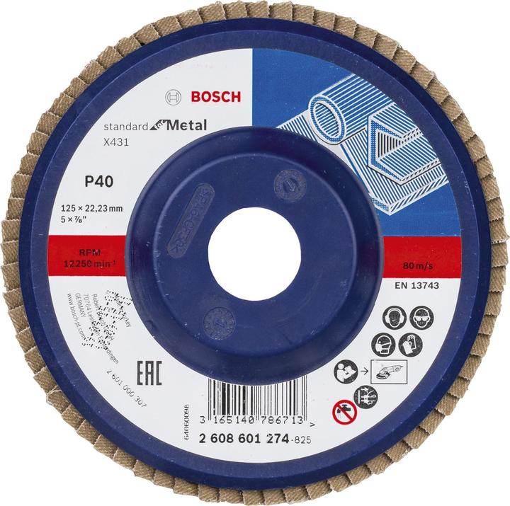 Actual product image Bosch Professional Zubehör Flap disc X431. Standard for Metal 125 x 23 mm. 40 (40)