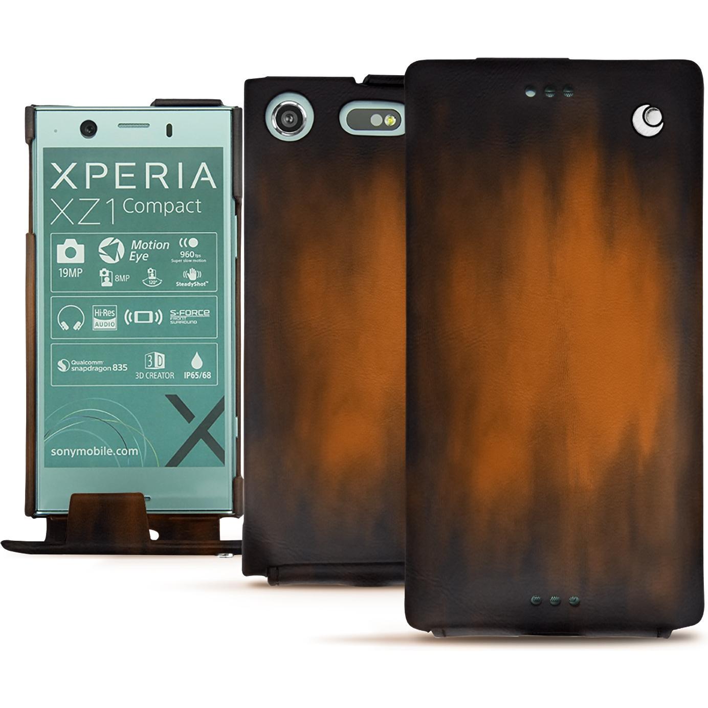Thumbnail - Noreve Lederschutzhülle vertikal (Sony Xperia XZ1 Compact), Smartphone Hülle, Braun