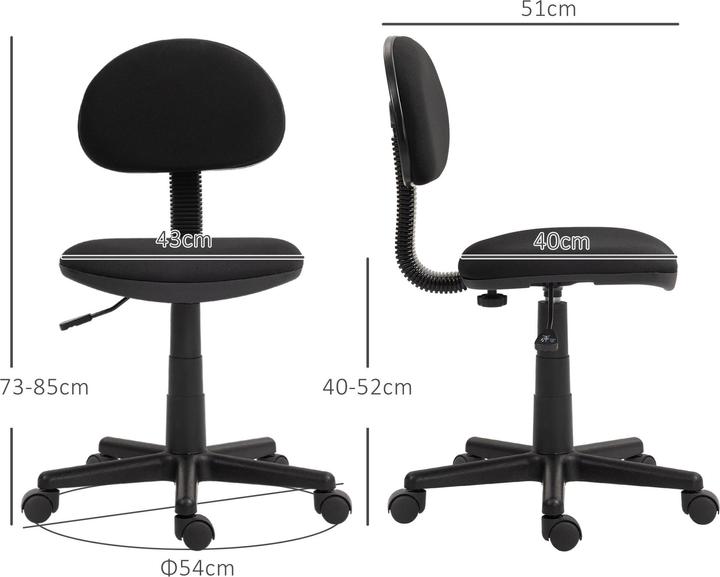 Produktbild Homcom Bürostuhl Polyester, Schaumstoff Schwarz