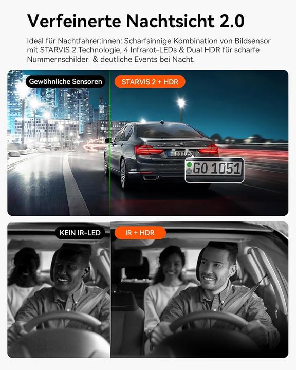 Immagine prodotto Vantrue Doppia dashcam N2X (Ricevitore GPS, Display integrato, 2.7K)
