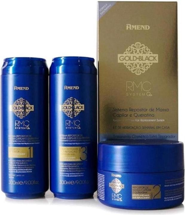 Amend Cosméticos Amend Gold Black Rmc System Q Kit Behandlung von Pos Keratina - 900 Gr