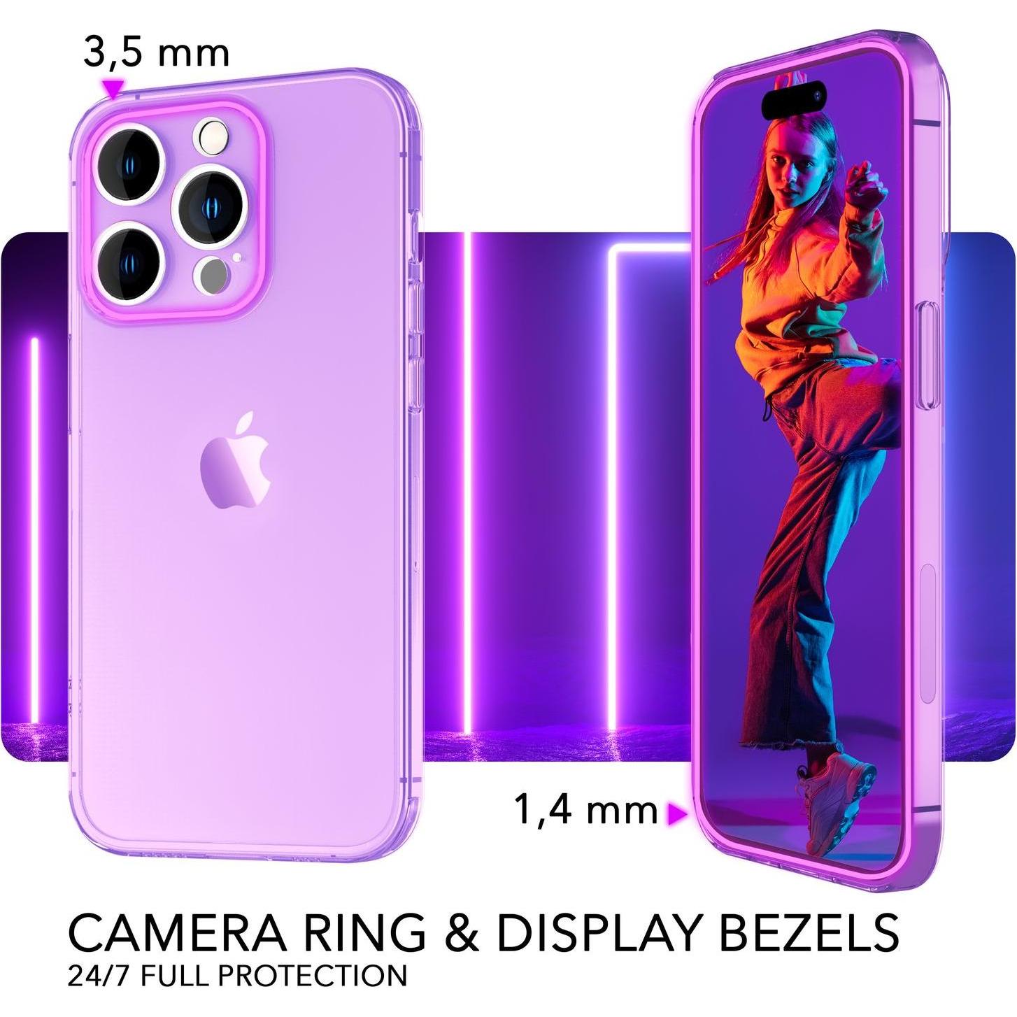 Thumbnail - Nalia Klar Transparente Neon Silikon Hülle (Apple iPhone 14 Pro Max), Smartphone Hülle, Violett