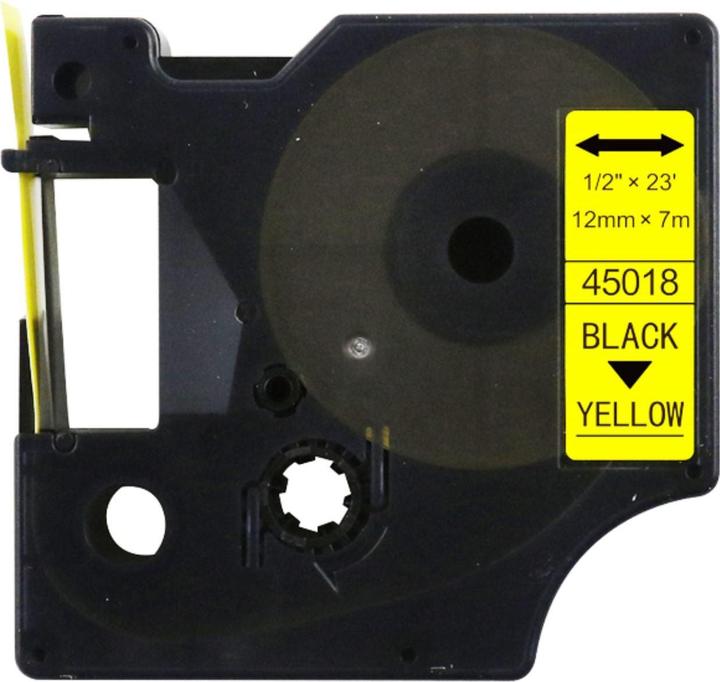 Produktbild Hermex Alternatives Etikettenband zu Dymo D1 45018 / S0720580 Beschriftungsband (1.20 cm, Gelb, Schwarz)