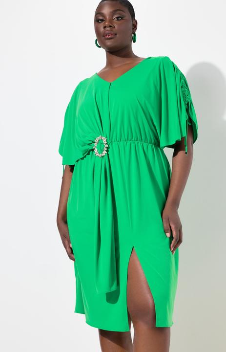 Produktbild Ulla Popken Midikleid, drapiert, Oversized, V-Ausschnitt, Halbarm (46, 48)