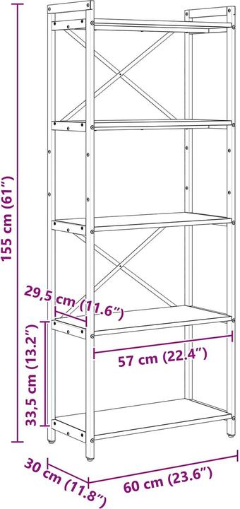 Immagine prodotto vidaXL Bücherregal (30 x 30 x 155 cm)