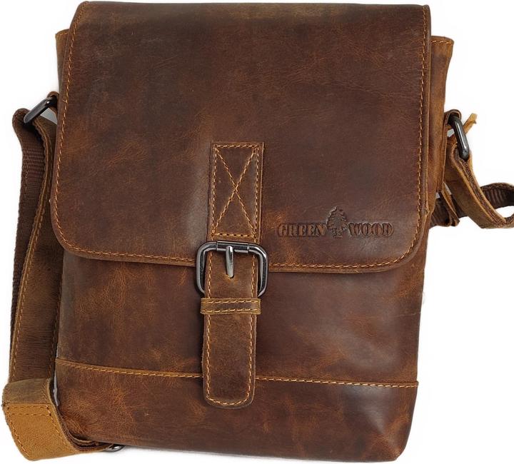 Actual product image Greenwood Herrentasche Echtleder 10 Zoll Rio Vintage Look Camel No.7