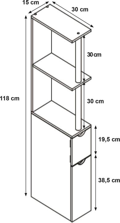 Produktbild HTI-Living Raumteilerregal 118 cm Thekla Baumscheibe (15 x 30 x 118 cm)