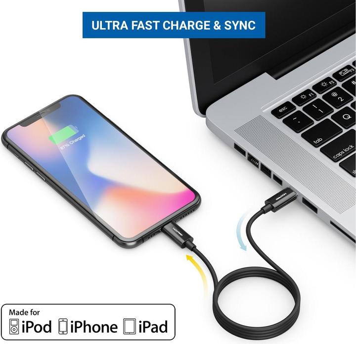 Produktbild deleyCON USB-2.0-Kabel USB-C - Lightning 1 m (1 m, USB 2.0)
