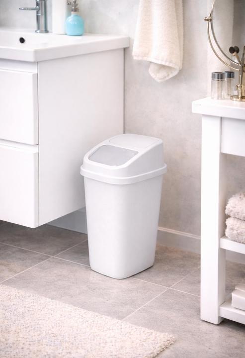 Actual product image Mojawo Waste Bin Mülleimer Kosmetikeimer Bad Schwingdeckel 5L Weiss (5 l)