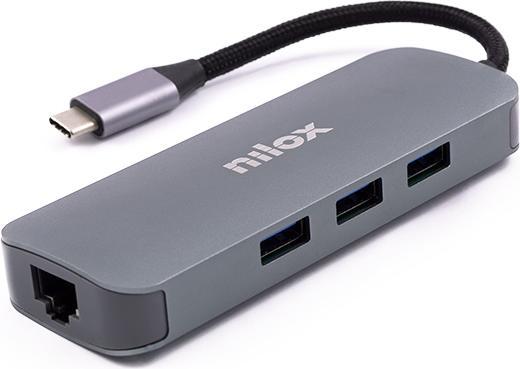 Produktbild Nilox DOCK TYPE C 3 USB 3.0, HDMI + HDMI + VGA, USB C, RJ45 NXDSUSBC03 (USB-C)
