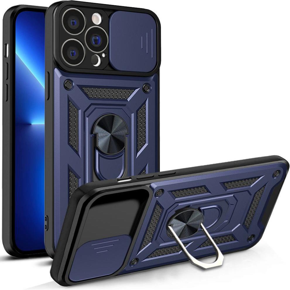 Hurtel Hybrid Armor Camshield case for iPhone 13 Pro armored case with camera cover blue (Apple iPhone 13 Pro), Smartpho...