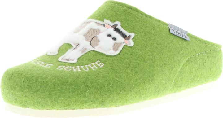 Produktbild Tofee Damen Hausschuhe Pantoffeln Pantoletten Slipper Naturwollfilz Kuh (Kuhle Schuhe) grün (40)