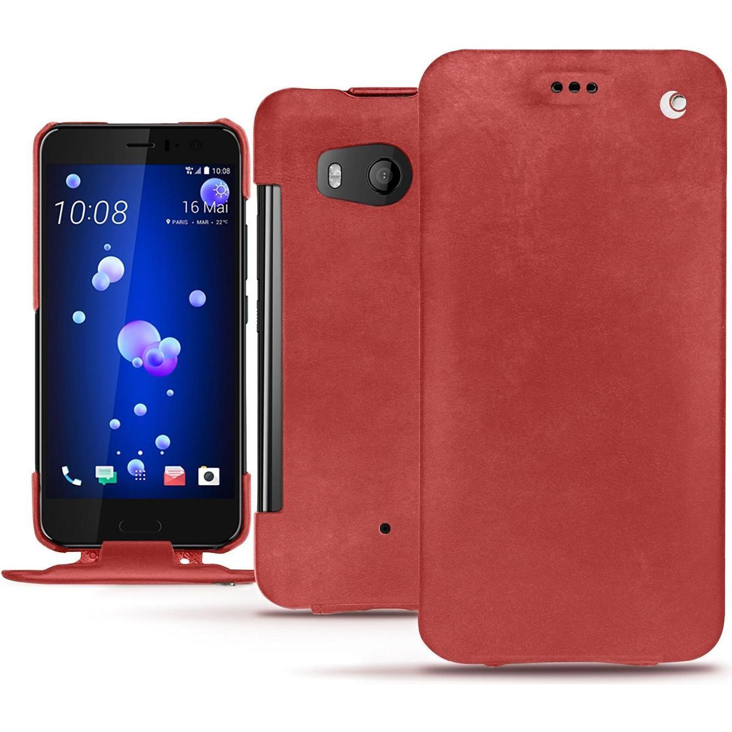 Noreve Lederschutzhülle vertikal (HTC U11), Smartphone Hülle, Rot