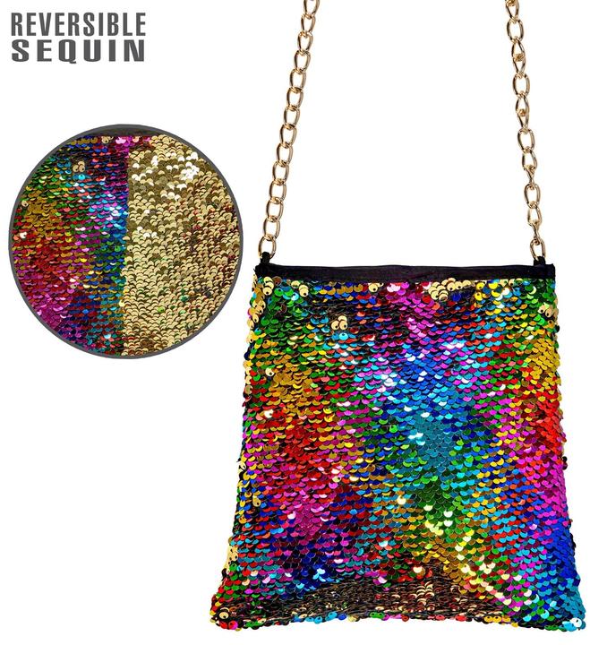 Actual product image Widmann Costume shoulder bag with reversible sequins rainbow/ gold