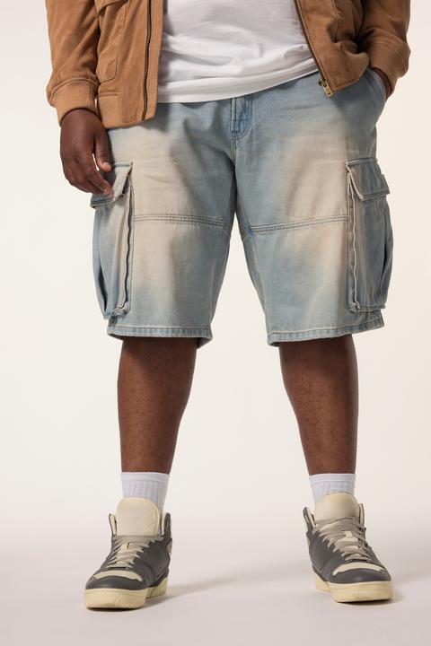 Actual product image Sthuge denim Bermuda shorts, baggy fit, Cargo pockets, bleached denim, up to size 72 (52)