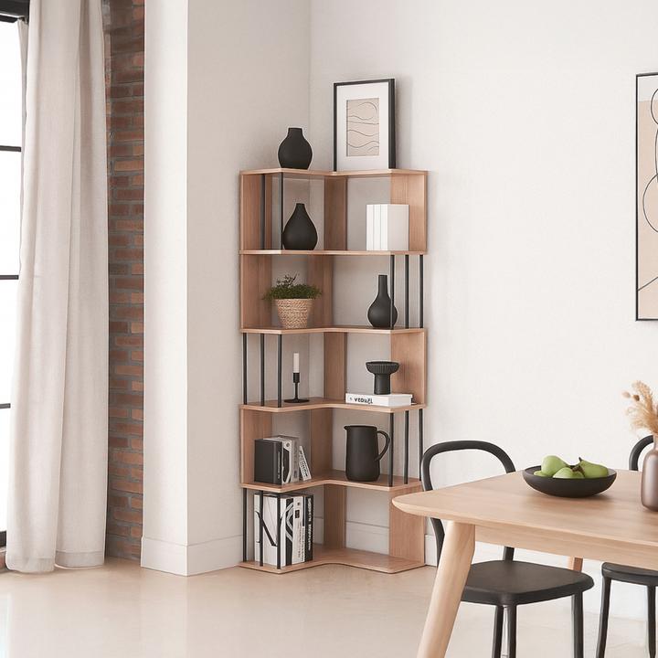 Produktbild En.Casa Eckregal Afrel 160x54x54 cm Eicheoptik (54 x 54 x 18 cm)