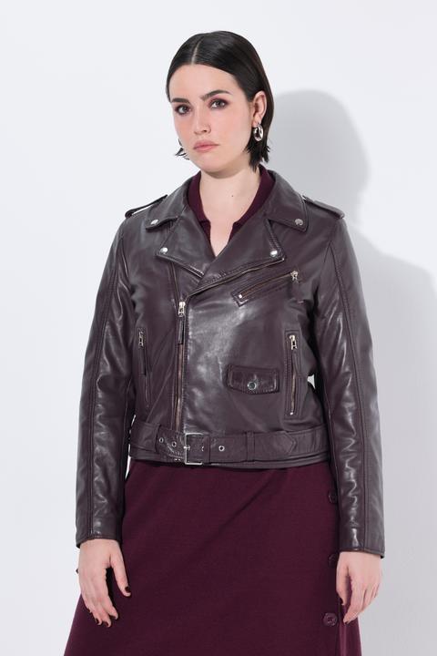Actual product image Ulla Popken Biker Style Leather Jacket (46)