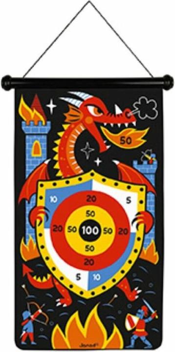 Produktbild Janod J02084 Magnetisches Dartspiel zum Thema Drachen und Ritter Vorderseite/Rückseite Geschicklichkeitssp